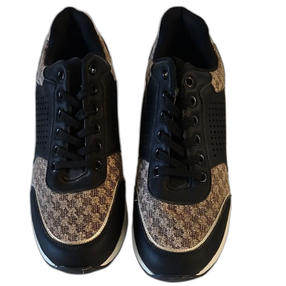 Cestfini Sneakers Sophisticated Black and Brown Moccasins with Monogram Pattern - Picture 2 of 7